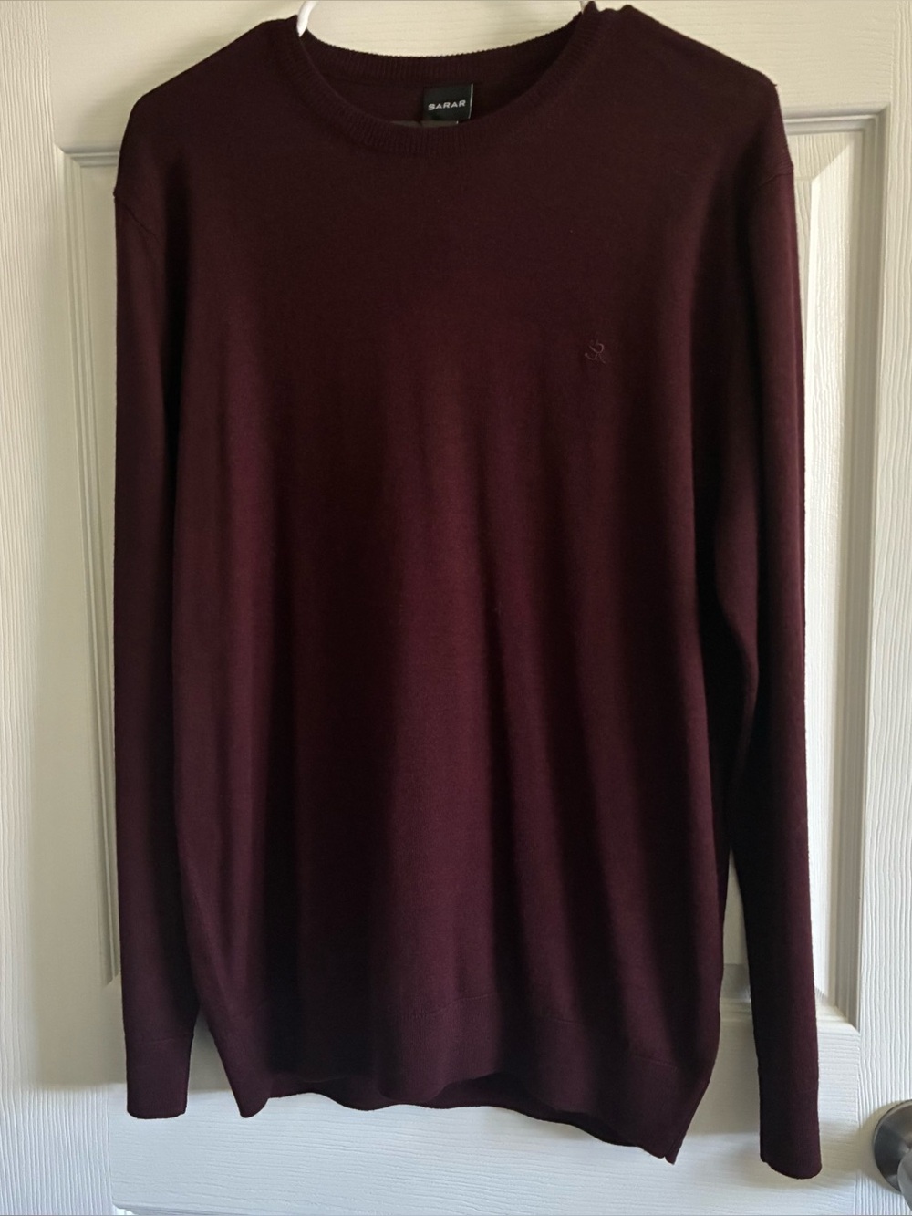 Men’s Sarar Wool-blend Crewneck Sweater, Size Large, Burgundy, NWT